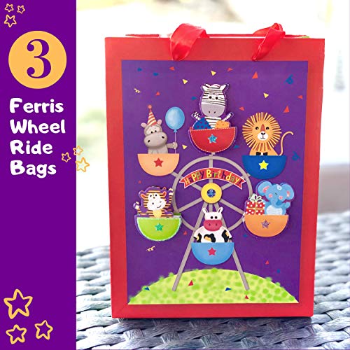 Pure Ponta Safari Party Goodie Bags | 12 Pack of Animal Treat Bags for Kids Jungle Zoo Circus Themed Birthday | 12 Gift Bags with 4 Unique 3D Designs - Thumbnail 5