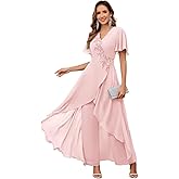 TIANMEI 2 Pieces V Neck Chiffon Pant Suits Beads Mother of The Bride Pant Suits Formal Outfit