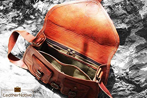 Women's Handmade Leather Boho-Gypsy Purse - Smart Green Canvas Lining and Reinforced Hand-Stitching - 3 Compartments, Plus 1 Zippered Pocket - Crossbody Purse for Business and Pleasure - 13 Inches