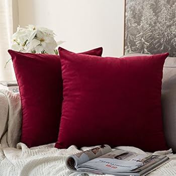 MIULEE Pack of 2, Velvet Soft Soild Decorative Square Throw Pillow Covers Set Cushion Cases Pillowcases for Christmas Sofa Bedroom Car18 x 18 Inch 45 x 45 cm