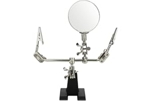 Helping Hands Magnifier Soldering Station, mlogiroa 2.5X Magnifying Glass Third Hand Soldering Stand with Dual Adjustable Alligator Clips for Welding, Jewelry, Small Precision Projects Inspection