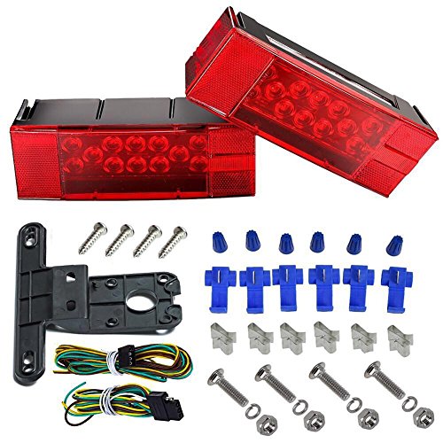 SGQCAR Waterproof LED Trailer Light Kit, 12V Rectangular Truck Tail Light Combination Stop Turn Running 2018 Low Profile Trailer Lights
