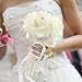 OurWarm Bridal Wedding Bouquet Crystal Roses Pearl Bridesmaid Bouquets Artificial Silk Flowers - 6 Pack