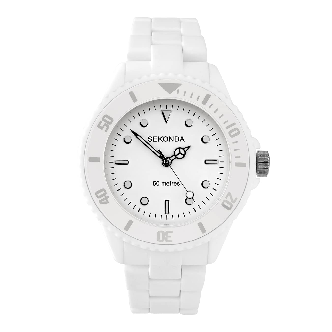 Sekonda White 36mm Analogue Quartz Watch Illuminated Hands and Markers 50m Water Resistant 2 Year Warranty