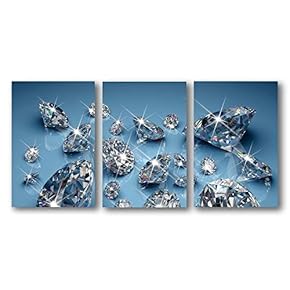 3 Piece Canvas Wall Art for Living Room Bedroom Home Artwork Shiny Diamond Gemstone Paintings Ready to Hang - 16"x24" x 3 Panels