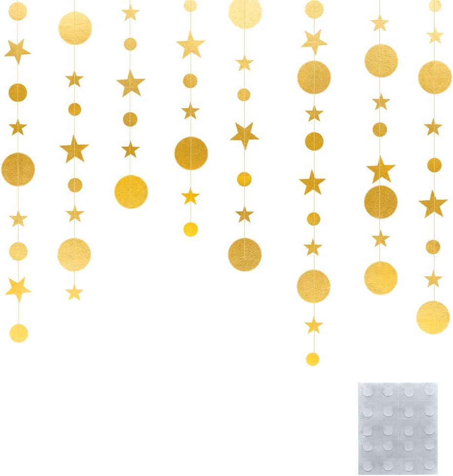 QincLing 39.3 Fts Gold Twinkle Little Star Party Garlands