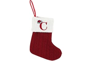THREETOLS Christmas Stockings with Initial, Small Embroidered Letter Knit Red White Christmas Stocking Letter Monogram Hanging Xmas Stockings for Family Christmas Tree Fireplace Decoration (C)