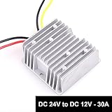 DC 24v to DC 12v Step Down 30A 360W Heavy Duty Truck Car Power Supply Adapter Converter Reducer Regulator for Auto Car Truck Vehicle Boat Solar System etc.(DC15-40V Inputs)