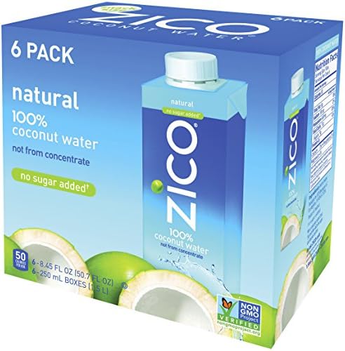 Zico Natural Coconut Water, 8.45 Fluid Ounce (Pack of 6)