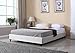 Home Life Cloth Cream Linen Chinese Non Headboard Platform Bed with Slats, Full, Beige