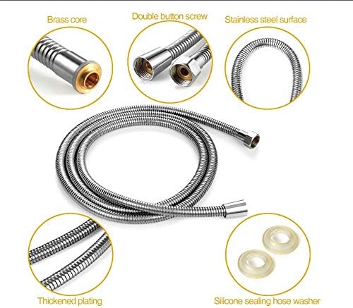 Square Slim Shower Head Rectangle 1 Mode Shower with Shower Hose 1.5 or 2m Slim High Pressure Shower Head Rainfall Hand Held Water Saving (UK Seller Buy Local 300 Handheld+59in Hose) - Image 5