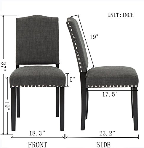 Set of 2 Mod Urban Style Solid Wood Nailhead Fabric Padded Parson Chair (Charcoal Grey Set of 4)
