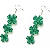 St. Patrick's Day Earrings Acrylic Irish Shamrock Dangle Earrings Green Clover Drop Earrings for Women St Patty's Jewelry Gift
