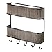 InterDesign Twillo 2-Tier Mail Organizer and Key Rack - Wall Mounted Letter Shelf and Key Hooks, Bronze