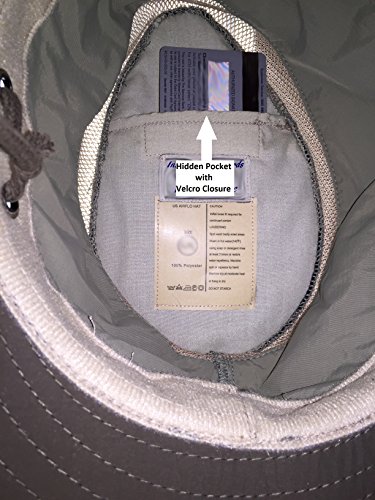Unisex Safari Sun Bucket Hat with Hidden Cash/Card Pocket - Lightweight - 100% Quik-Dry Nylon - 50 UPF-UV Sun Protection - Small/Medium (Olive)
