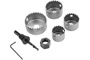 Hole Saw Kit with Extension Rod Carbide Drill Bits for Woodworking Metal Cutting Door Knob Installation Inch Hole Saw Set.