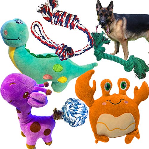 Jalousie Dog Plush Toy and Rope Toy Combos Dog Squeaky Toys for Small