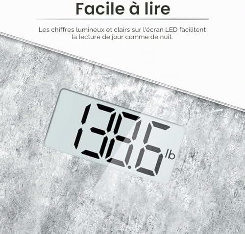 Pèse-personne numérique pour poids corporel, affichage LED, béton