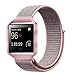 INTENY Compatible for Fitbit Blaze Band,Nylon Sport Loop with Hook and Loop Adjustable Fastener Wrist Strap & Metal Frame Housing Compatible for Fitbit Blaze Smart Fitness Watch, Pink Sand