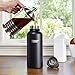 Healthy Human Stainless Steel Water Bottle | Double Walled Vacuum Insulated Water Thermos for Adults | Eco-Friendly Travel Bottles with Leak Proof Lid (Pure Black, 32 oz/ 946 ML)