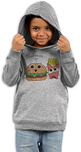 Unyiqun Cute Burger and Fries Fast Food Toddler Hoodies - Soft and Cozy Hooded Sweatshirts 4 Toddler Ash