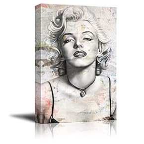 Canvas Wall Art - Realistic Sexy Painting of Marilyn Monroe on Grunge Background - Giclee Print Gallery Wrap Modern Home Art Ready to Hang - 12x18 inches