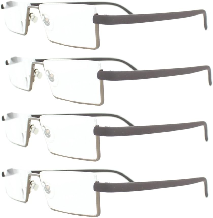 Zhhlinyuan 4pcs Unisex Half-Rim Frame Reading Glasses for Men and Women with Case