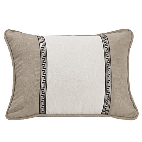 HiEnd Accents FB4162P2 Augusta Oblong Matelasse Pillow with Trim Detail, 16
