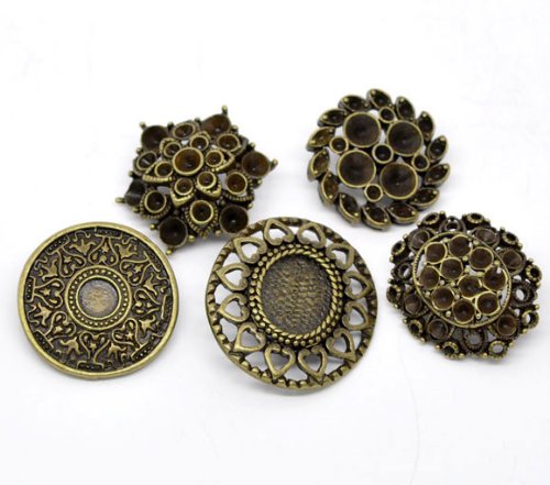 10pc Mixed Antique Bronze Fillagree Sewing Metal Buttons 7/8" to 1-1/8" (23-2...