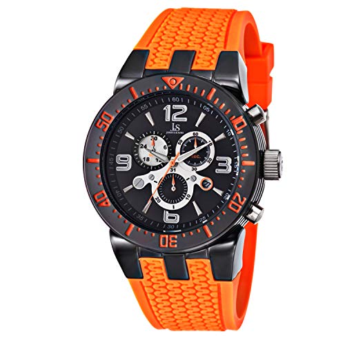 J&S JOSHUA & SONS Men's Swiss Watch - 3 Subdials Chronograph Watch with Date Window on Tire-Tread Silicone Band - JS55