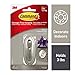 Command Brushed Nickel Hook, Holds 3 lbs, Decorate Damage-Free, 1 hook, 2 strips (17051BN-ES) primary
