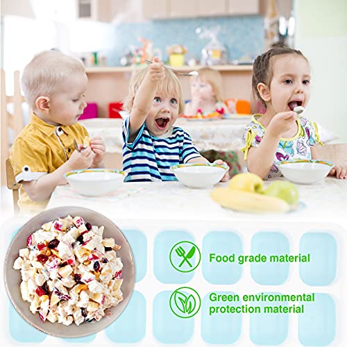 Eiswürfelform Silikon 4er Pack, 14-Fach Eiswürfelformen Mit Deckel, Stapelbar Einfach Herauszunehmen Eiswürfel Form Eiswürfelschalen Ice Cube Tray, LFGB Zertifiziert und BPA Frei (2* Blau+2* Grün)