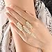 dnswez Unique Cubic Zirconia CZ Cluster Multiple 2 Finger Rings Palm Cuff Hand Jewelry for Women Adjustable Size (Yellow)