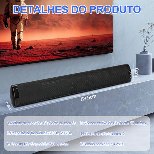 Caixa Home Theater para Parede com Controle Remoto, Barra de Som BS-41 para TV, Soundbar Home Theater Caixa, Bluetooth Soundbar, Bluetooth 5.0