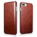 Icarercase Leather Case with Flip Opening Cover in Curved Edge Design and Side Hidden Magnetic Snap for iPhone 8/7 Plus - Brown