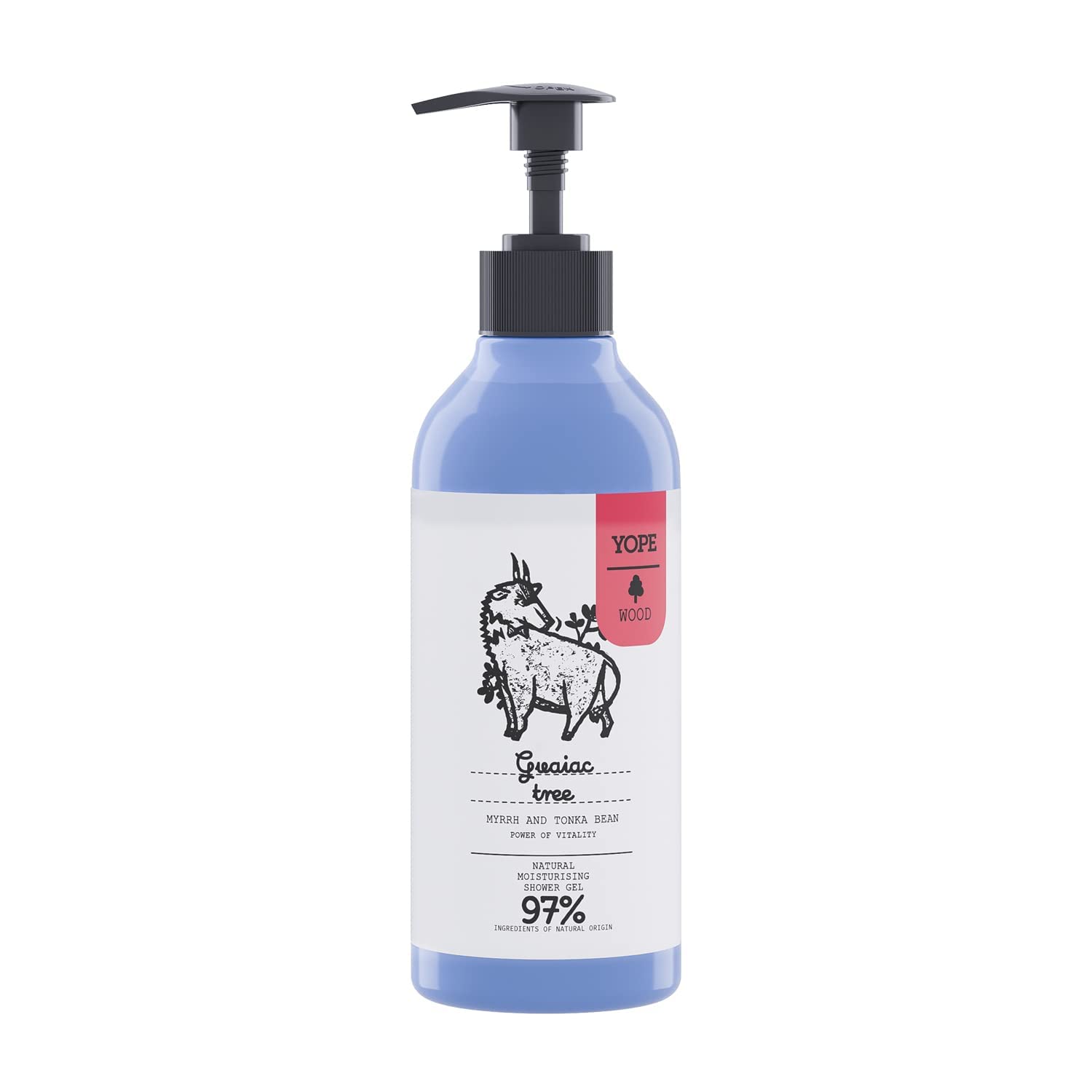 YOPE Natural Shower Gel | Myrrh, Guaiac, Guarana Extract | Vitamin C | Moisturising | 97% Natural Ingredients | Guaiac Tree 400ml