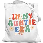 SZERE Aunt Gifts Tote Bag for Women, in My Auntie Era Canvas Tote Bags, Best Auntie Gifts, Gifts for Aunt, Aunt Christmas Gifts, Grocery Bags Reusable Shopping Bags