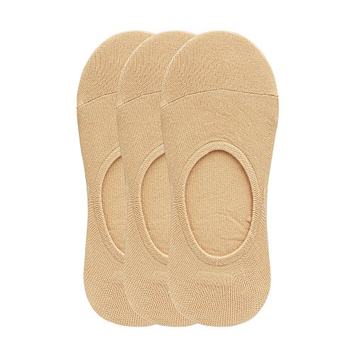 Women's 3 Pairs Casual Thin No Show Socks Non Slip Flat Boat Line(Beige) - Thumbnail 2
