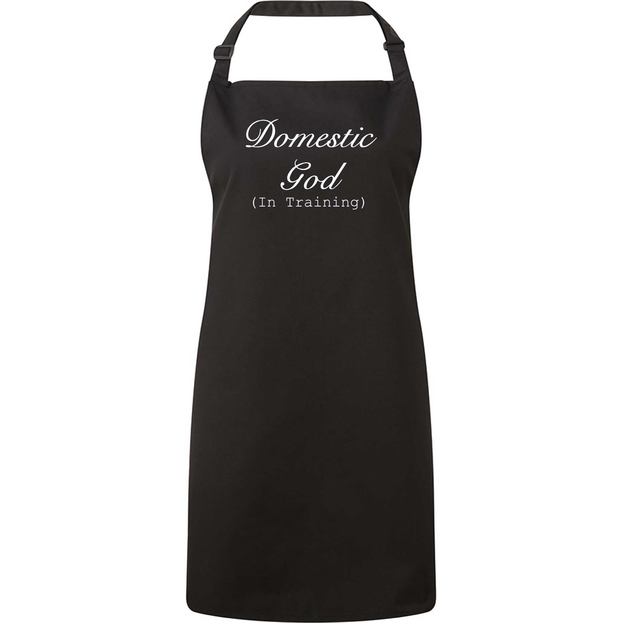 60 Second Makeover Limited Domestic God (In Training) Black Apron Novelty Gift Chef House Warming Kitchen Present
