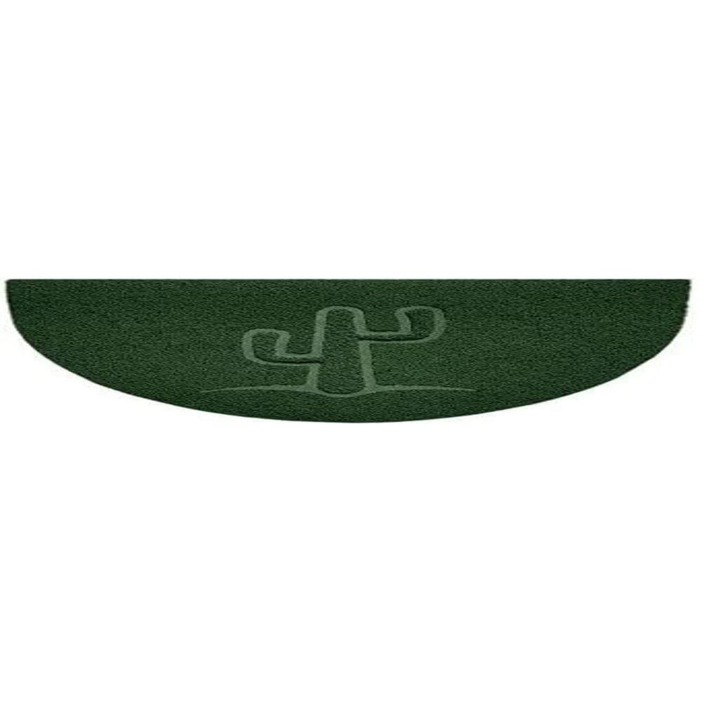 Nicoman Embossed Halfmoon Half Circle Door Mat Dirt-Trapper Jet-Washable Doormat 70x44cm (Green, CACTUS Shape) - Use on Carpet ONLY
