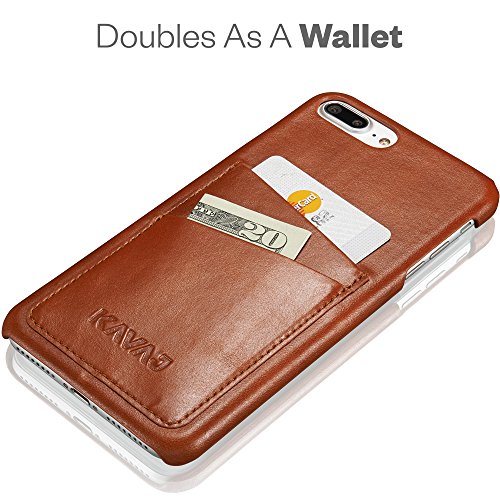 KAVAJ iPhone 8 Plus iPhone 7 Plus Case Leather Tokyo Cognac-Brown Slim-Fit Genuine Leather iPhone 8 Plus Wallet Case Leather Bumper Case With Business Card Holder Cover for Apple iPhone8 Plus
