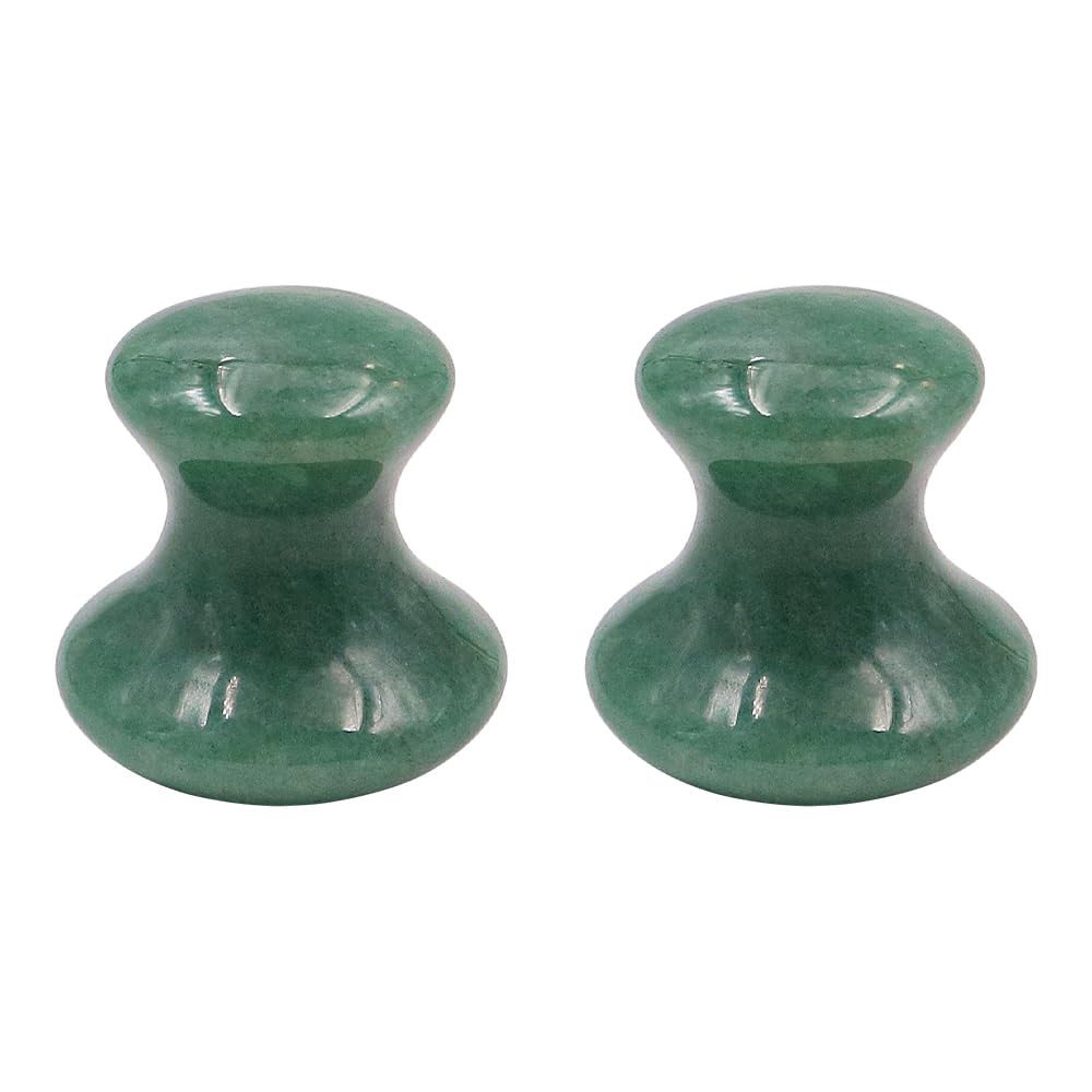 Tiardey 2Pcs Aventurine Gua Sha Mushroom Shape Massage Tool, Natural Aventurine Quartz Massage Tool for Face and Eyes, for Wrinkles Removal and Spa Relaxing