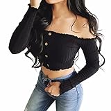YANG-YI Clearance, Spring Fashion Womens Solid Strapless Off Shoulder Short Tops Blouse Casual Shirt