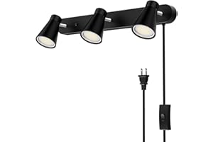 HURYEE Plug in Track Lighting, 3 Light Track Lighting Fixture, White Modern Ceiling Spotlight, Flexibly Rotatable Complete Light Kits for Kitchen Cabinet Living Room（Bulbs Not Included） (Black)