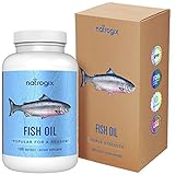 Fish Oil Supplement by Natrogix Extra Strength 3000 mg/ serving, 915mg EPA 630mg DHA, Omega 3 Fatty Acids for Brain, Heart and Joint Health, Lower Cholesterol Naturally, 60 Day Supply