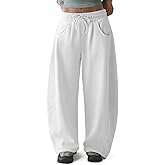 HeSaYep Women's Fleece Lined Sweatpants Barrel Leg Baggy Sweat Pants Winter Thermal Cotton Pants with Pockets
