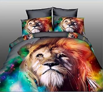 Amazon Com 3d Leo Duvet Cover Set 4 Pcs Sheet Pillow Cases