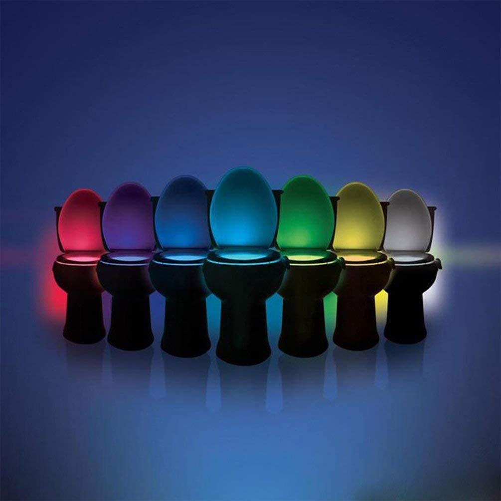 AOKULASIC 24-Color Waterproof Motion Sensor LED Toilet Bowl Night Light(2 Pack) Perfect Decoration for Christmas Family Open House.