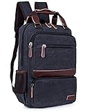 Leaper Vintage Laptop Backpack College School Casual Daypack Travel Rucksack (Black)