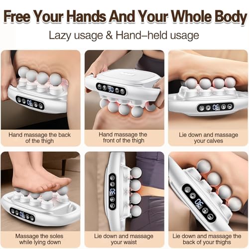 BOOM Massage Gun, Handheld Electric Muscle Massager Gun, 8 Heads 3 Modes, Full Body Massager for Pain Relief, Back, Legs, Neck, جهاز مساج Gifts for Families and Friends (White)